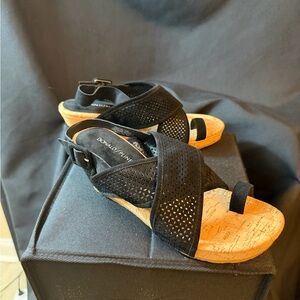 Donald J. Pliner Black Kidsuede Perforated Gary-KS sandal BNIB size 7 1/2.